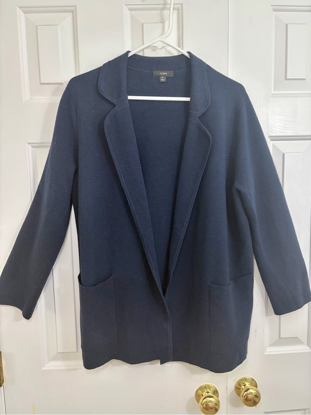 J. Crew The Eloise Cotton & Merino Wool Navy Blue Career Sweater Blazer Small